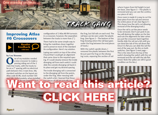 Track gang: Improving Atlas crossovers - MRH Nov 2011