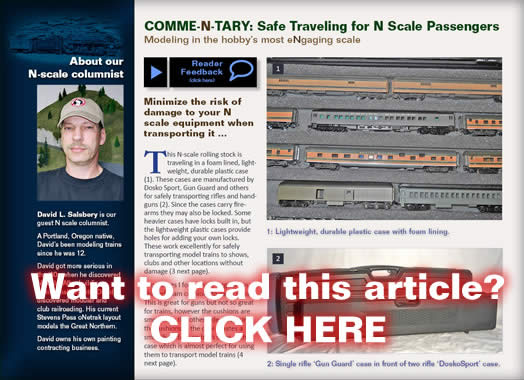 Safe traveling for N scale passengers - Model trains - MRH Comme-N-tary Column August 2012