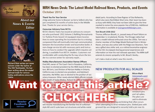 Model Railroad News - Model trains - MRH Column October 2012