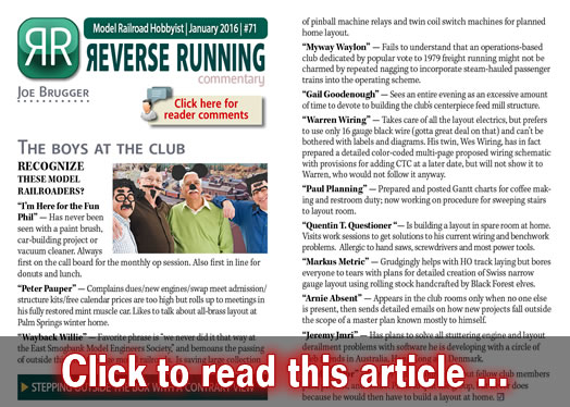 Reverse Running: The boys at the club - Model trains - MRH commentary January 2016