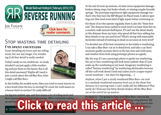 Reverse Running: Stop wasting time detailing - Model trains - MRH commentary February 2016