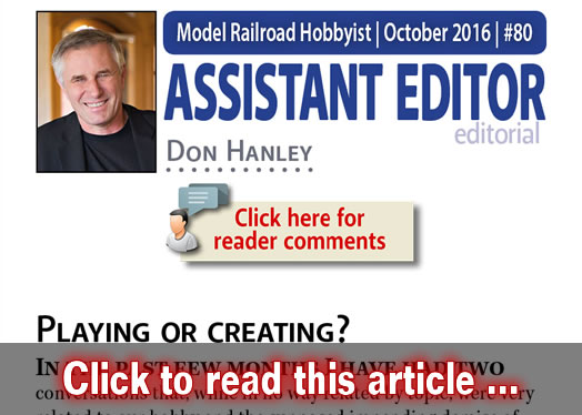 Assistance Editor's thoughts: Playing or creating? - Model trains - MRH editorial October 2016