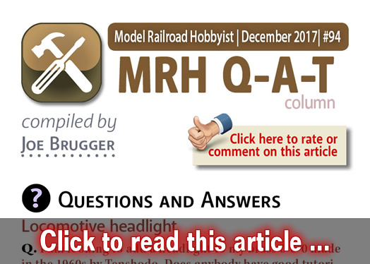 MRH Q-A-T: Loco headlight, reporting marks,  ? - Model trains - MRH column December 2017