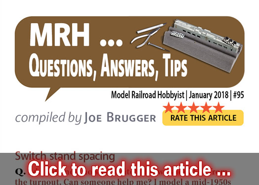 MRH Q-A-T: Switch stands, cleaning parts,  ? - Model trains - MRH column January 2018