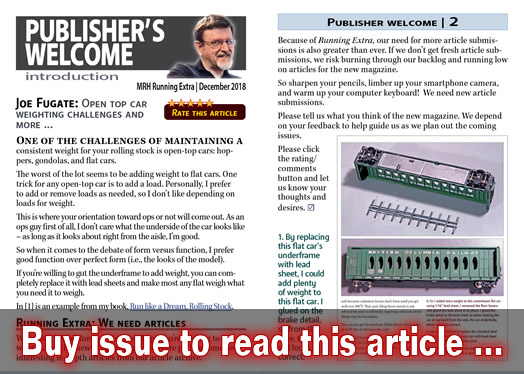 Publishers Welcome: Open top car weighting - Model trains - MRH-RE editorial December 2018