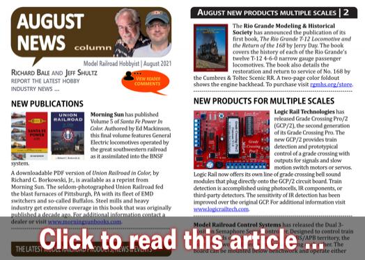 August 2021 news - Model trains - MRH column August 2021